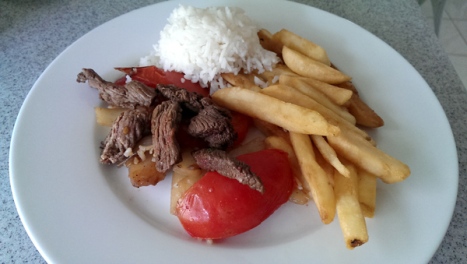 lomo saltado, meals, beef and fries, rice